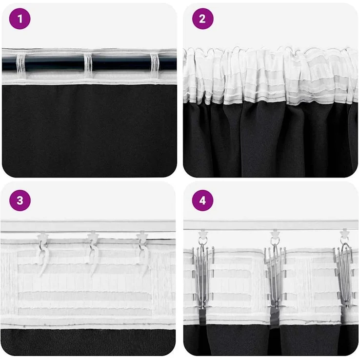 vidaXL Verdunkelungs-Vorhänge mit Ringen 2 pcs Schwarz 260 x 140 cm 4107432 – Bild 6