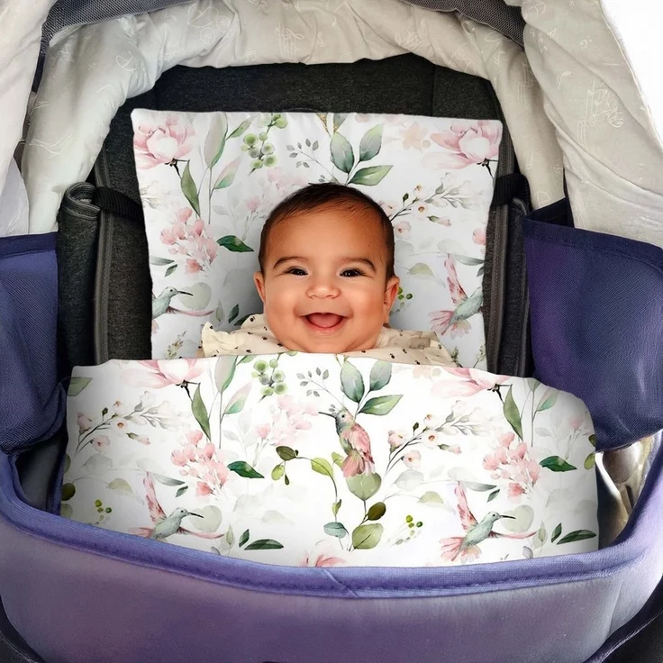 Amilian Babybettwäsche Kinderwagenset - 2tlg. Kinderbettwäsche - 80x80cm + 35x40cm, 100% Baumwolle, 2 teilig, Bettwäscheset für Kinderwagen, Wiege, Babybett - Baby Bettwäsche – Bild 2