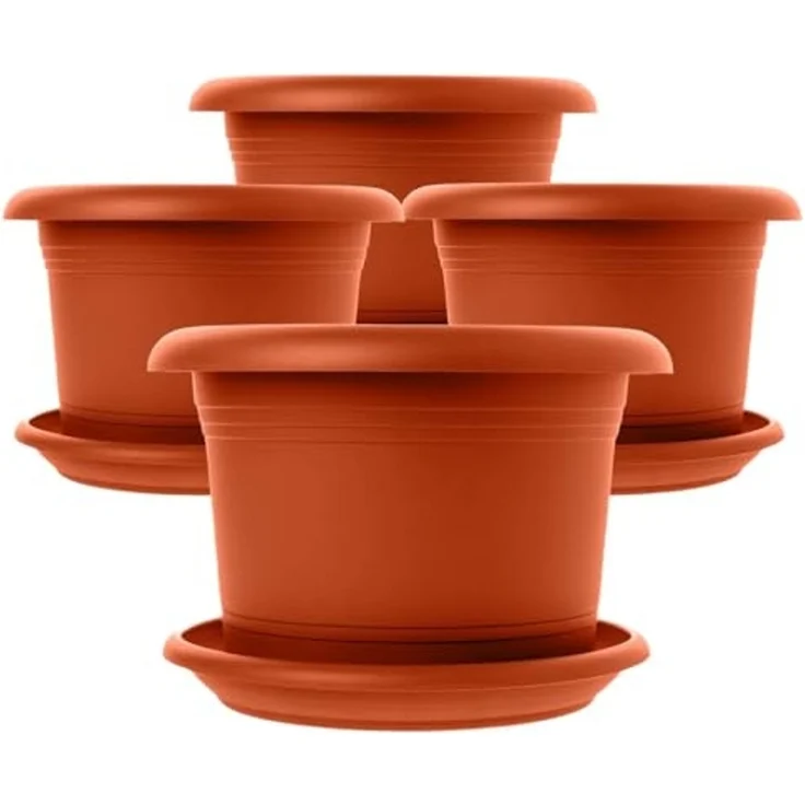 2friends Pflanzkübel 4er Set Pflanzkübel groß aussen, Blumentopf Gross Ø 40cm, mit Untersetzer Terracotta, Pflanztöpfe – Bild 1