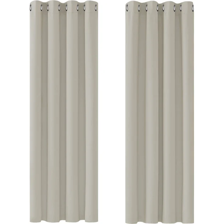 Deconovo Vorhang Blickdicht Verdunkelungsvorhang Ösenvorhang Gardinen gegen Kälte Vorhänge Wohnzimmer, 175x140 cm(HöhexBreite) cm, Creme, 2er Set – Bild 1