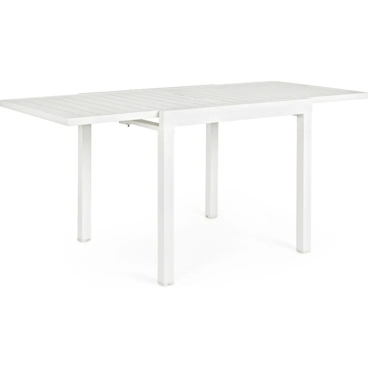 Gartenesstisch Pelagius aus Aluminium, ausziehbar und wetterfest, modern, weiß, für 2–4 Personen