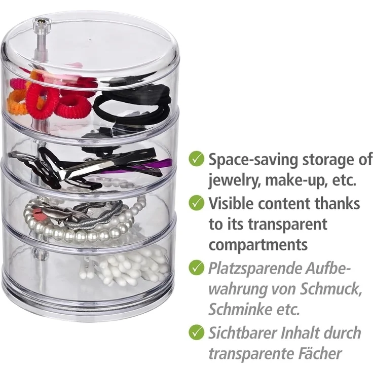 WENKO Badorganizer Tower, Kosmetik-Aufbewahrung mit 4 Fächern, transparent – Bild 2