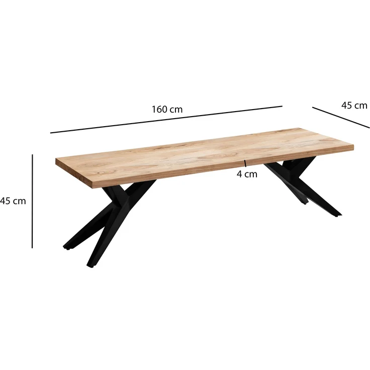 FineBuy Esszimmerbank Akazie Massivholz Metall Loft-Style, Esstischbank Holzbank Massiv ohne Lehne, Küchenbank Essbank Industrial, Sitzbank Esszimmer – Bild 3