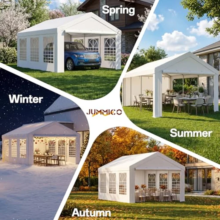 JUMMICO Pavillon Partyzelt 3x6 Wasserdicht Stabil PE Plane 450 N 170g Gartenzelt UV Schutz 50+ Zelt Festzelt Bierzelt Gartenpavillon für Garten, Party, Festival, Hochzeit, weiß – Bild 2