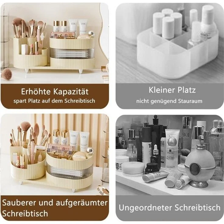 TUWENA Make-Up Organizer 360° Drehbarer Pinsel Organizer, Skincare Organizer für Badezimmer – Bild 4