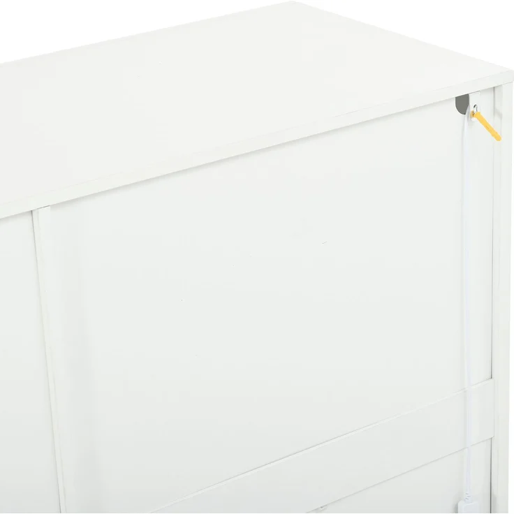DESVIAE Sideboard Weiß aus Spanplatte – 160x78x38 cm – 3 Türen, LED-Beleuchtung – Bild 9