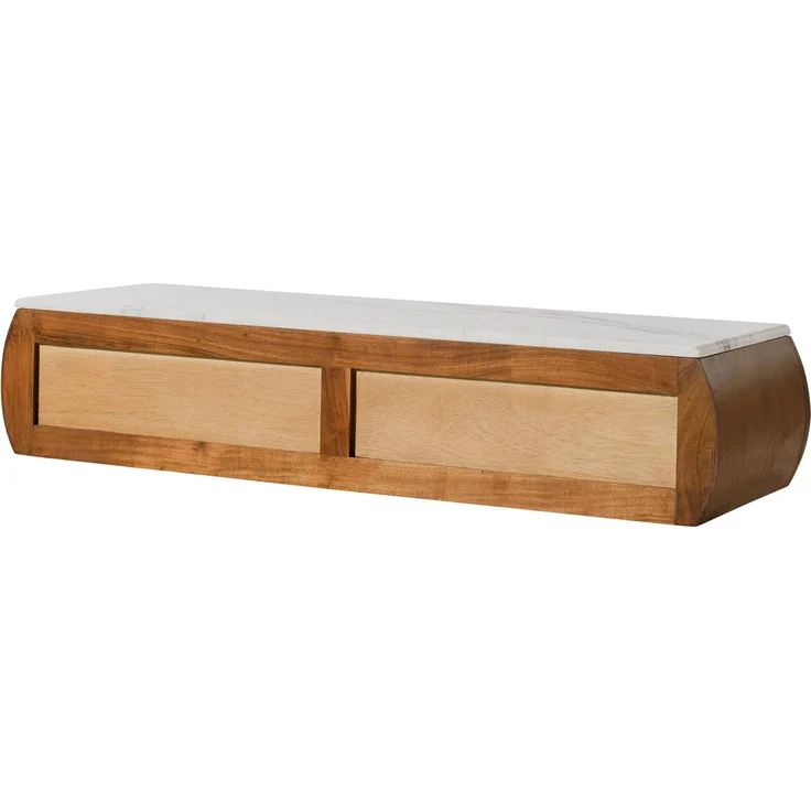 Lowboard Akazie 124 x 40 x 25 natur lackiert / Marmor weiß MONTREAL #132 – Bild 10