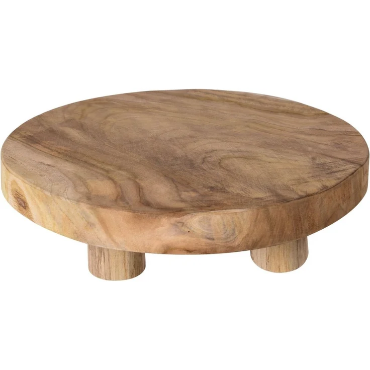 Spetebo Blumenständer Teak Blumenhocker natur - 30 x 7 cm (Stück, 1 St, Pflanzenhocker), Holz Pflanzen Hocker – Bild 3