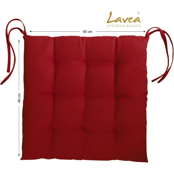 Lavea Stuhlkissen MONACO - weich gepolsterten Sitzkissen Set (4er & 8er), 40x40x3 cm, mit Stoffbändern, Indoor & Outdoor, für Garten & Balkon – Bild 3