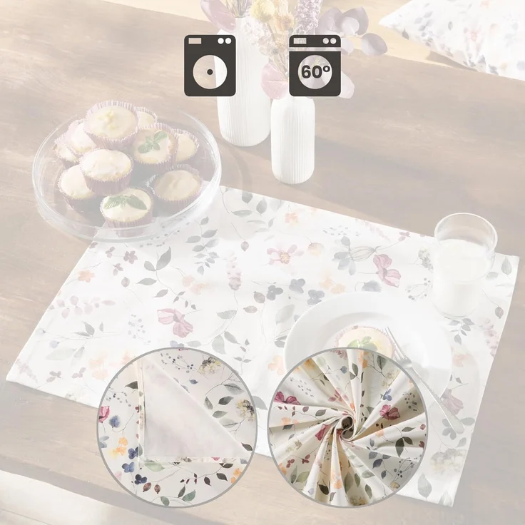 REDBEST Platzset Tischset 2er-Pack, Baumwolle Blumen – Bild 3