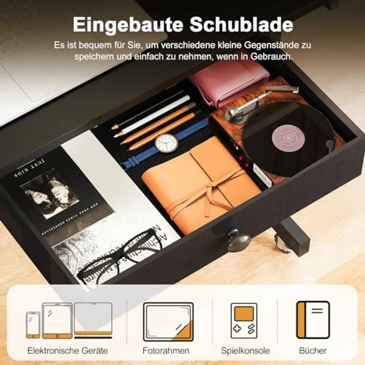 GTPLAYER Höhenverstellbarer Schreibtisch, Computertisch Laptoptisch mit Schubladen,Tisch höhenverstellbar 80 * 50*(73-115) cm, Standing Desk mit Rollen – Bild 3