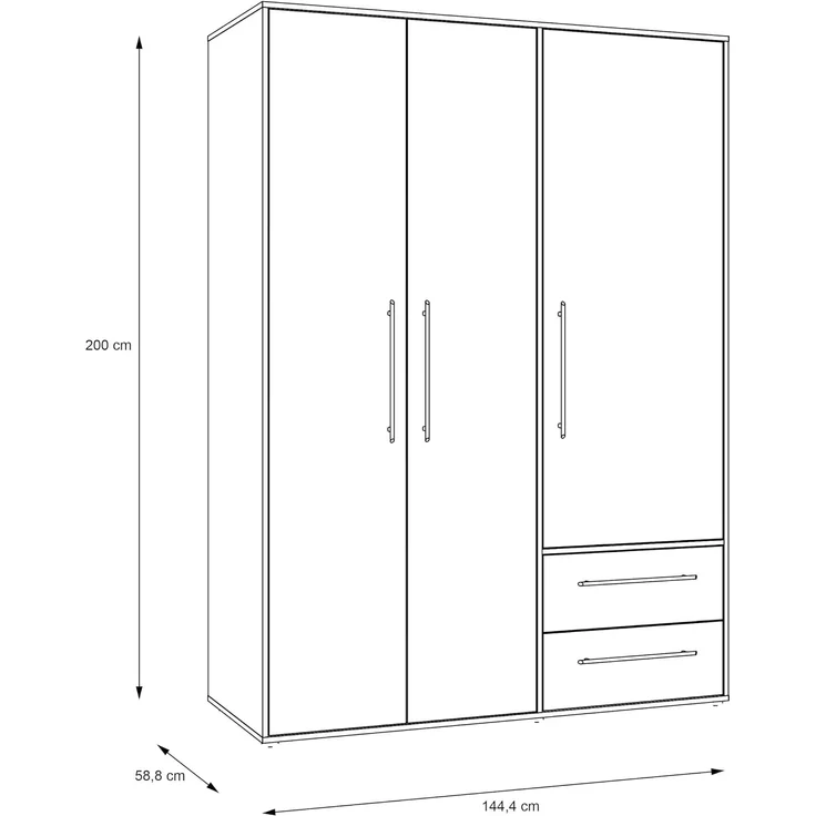 Forte Kleiderschrank MOKKARIS - Schlafzimmer Drehtürenschrank in Weiß (120) – Bild 3