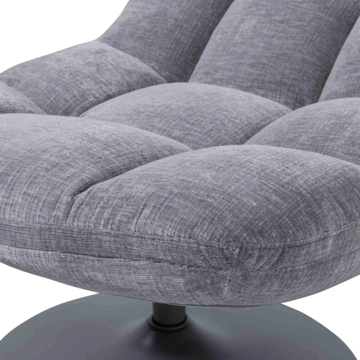 Drehsessel Elvi aus Chenille-Stoff, moderner Relaxsessel mit 360 Grad Drehfunktion, hellgrau – Bild 5