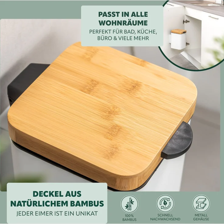 Wand-Kosmetikeimer 3 l, Badmülleimer 2-Wege-Montage, eckig, weiß – Bild 5
