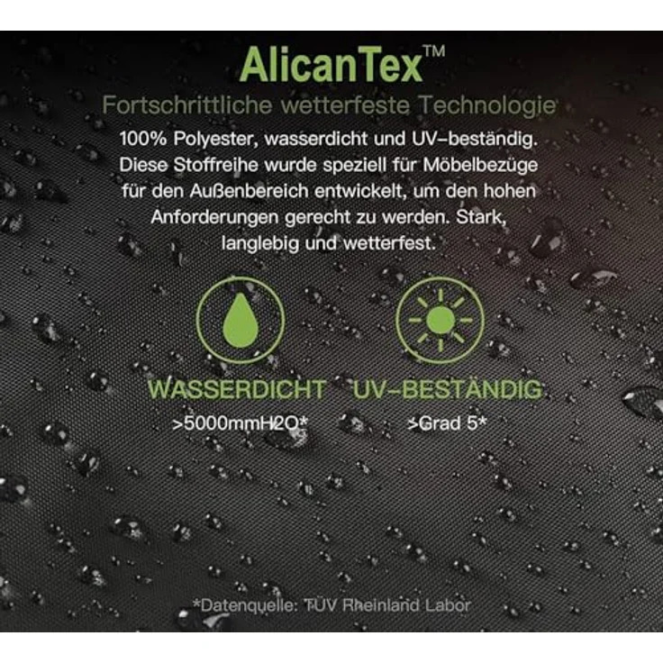Awnic Garten L geformt Sofa Abdeckung wasserdicht, Terrasse Rattan Ecke Möbel deckt, im Freien L geformt Sektional deckt technischen Stoff AlicanTex 215 (Links) x 270 (rechts) x 71 cm – Bild 5