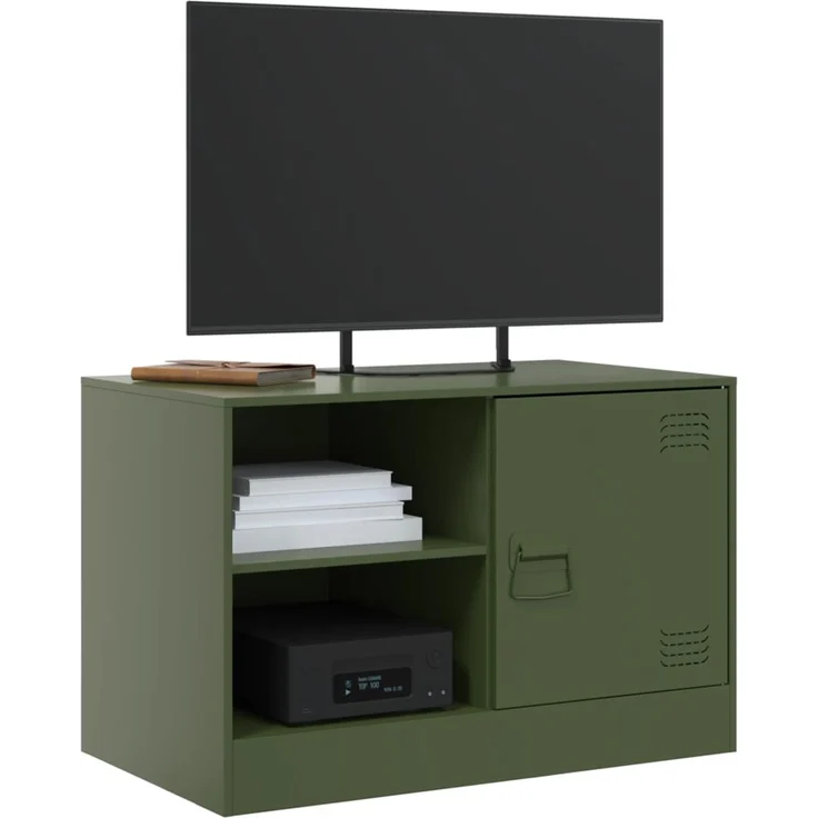 2 pcs TV-Schrank, Lowboard Olivgrün 67x39x44 cm Stahl – Bild 3