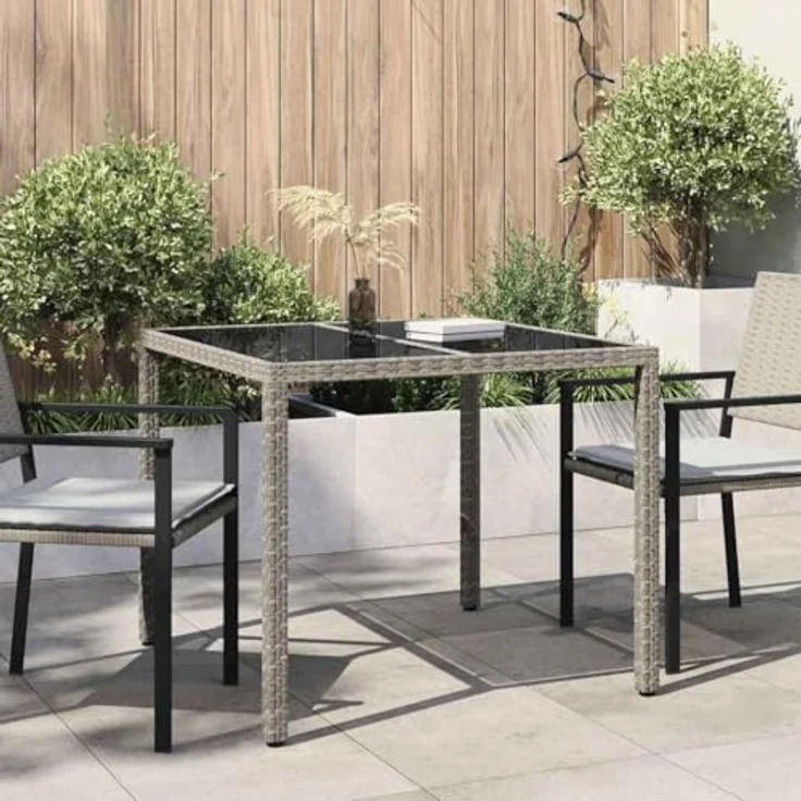vidaXL Gartentisch Grau 90 x 90 x 75 cm Poly-Rattan 362534 – Bild 3