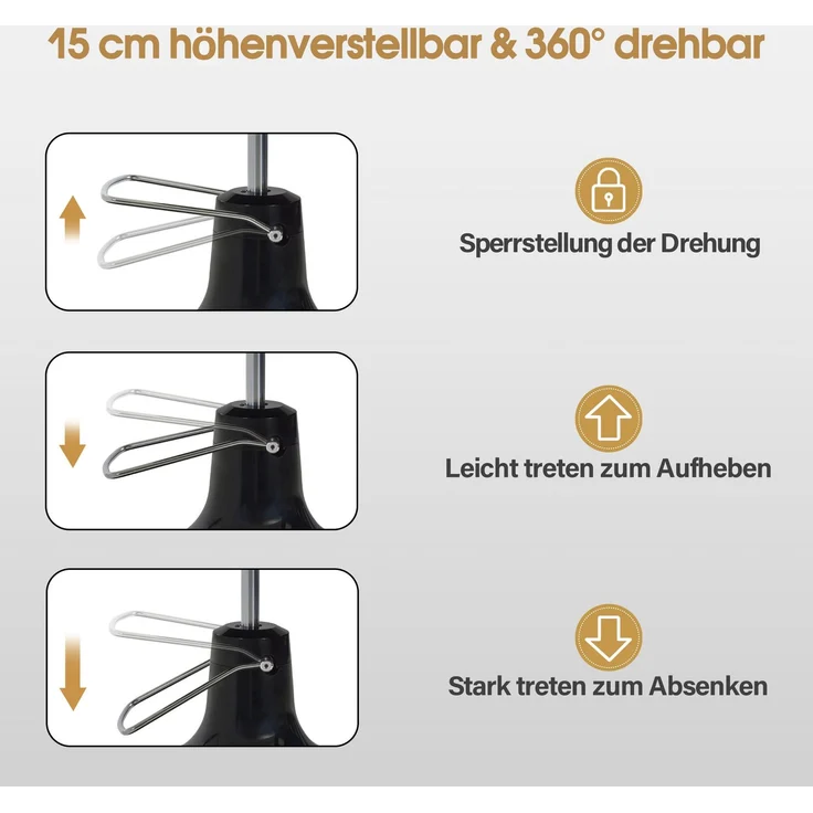 BarberPub Friseurstuhl mit Kopfstütze Kippbar, Friseureinrichtung mit Hydraulikpumpe 360° Drehbar, Höhenverstellbarer Kunstleder, 2933BR-F (Gold-Braun) – Bild 6