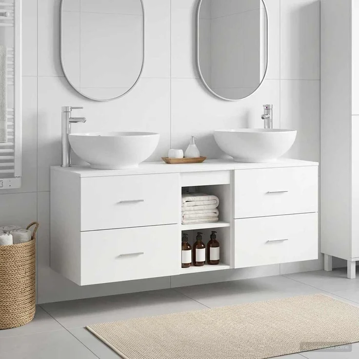 vidaXL Badezimmerschrank-Set 3 stk. Weiß 129 x 44,5 x 80 cm 3405899 – Bild 1