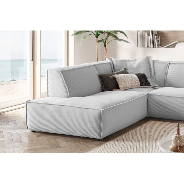 KAWOLA Sofa SAMU Ecksofa Cord hellgrau Recamiere links 72 x 224 x 254 cm – Bild 4