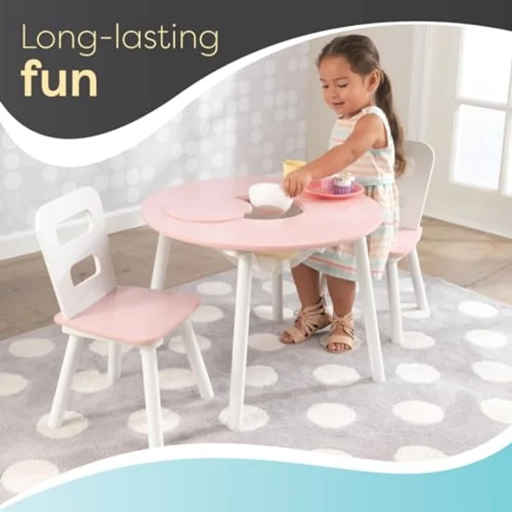 KidKraft 26165 'Kindertisch mit 2 Stühlen', Massivholz, rosa/weiß, ab 3 Jahren – Bild 6