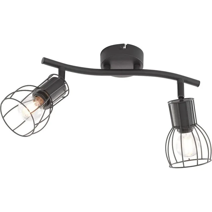 Deckenstrahler KAFES 2 flammig - Vintage Deckenspot Gitterlampe Schwarz