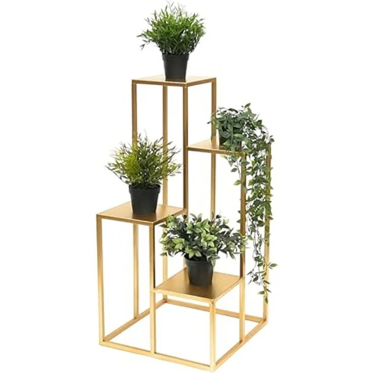 DanDiBo Blumentreppe Metall Gold 82 cm Pflanzentreppe Blumenständer 96505 Blumensäule Modern Pflanzenständer Blumenhocker – Bild 5