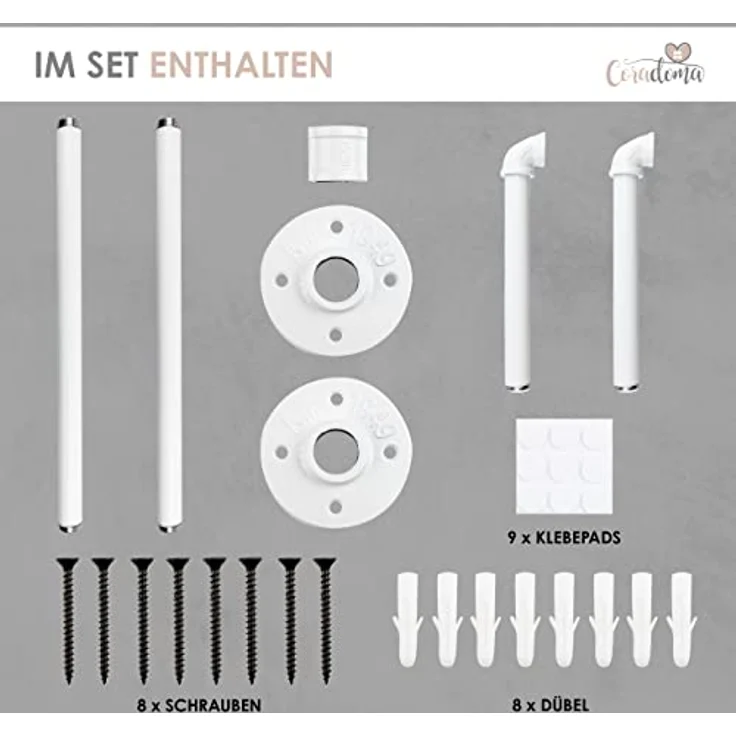 Coradoma Kleiderstange Kleiderständer für Wandmontage, Jackenständer Garderobenstange – Bild 3