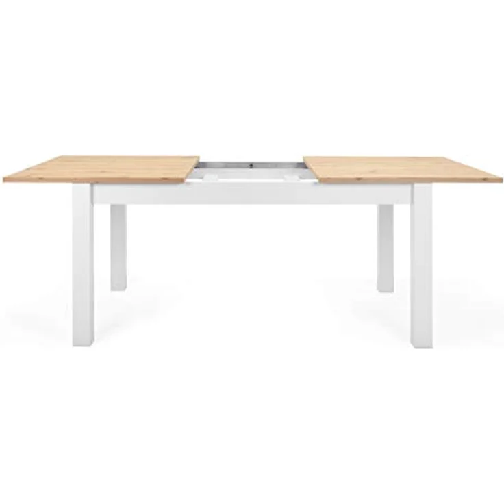 Newroom Esstisch Eireen, ausziehbar 160-215 cm inkl. Tischplatte Weiß Wildeiche Vintage – Bild 6