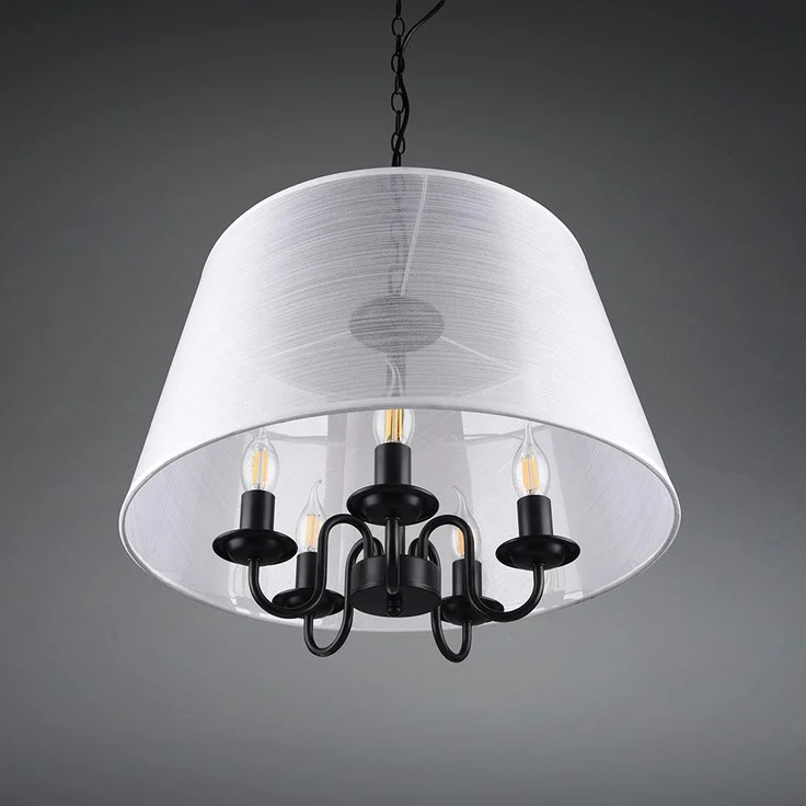 Hängelampe, Metall, 5 flammig, schwarz matt, H 150cm – Bild 7