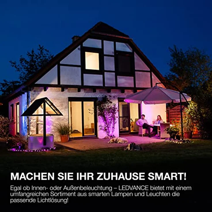 LEDVANCE Smarte LED-Lampe mit WiFi Technologie, Sockel E27, Dimmbar, Lichtfarbe änderbar (2700-6500K), RGB Farben änderbar, ersetzt Glühlampen mit 60 W, SMART+ WiFi Classic Multicolour, 4er-Pack, Weiß – Bild 5