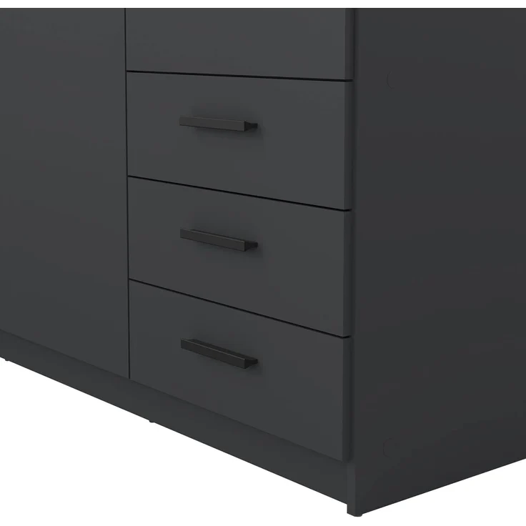 Dmora - Kleiderschrank 3 Türen Thea, Schlafzimmermöbel, Schrank, Garderobe, 147x50 h200 cm, Grau – Bild 4