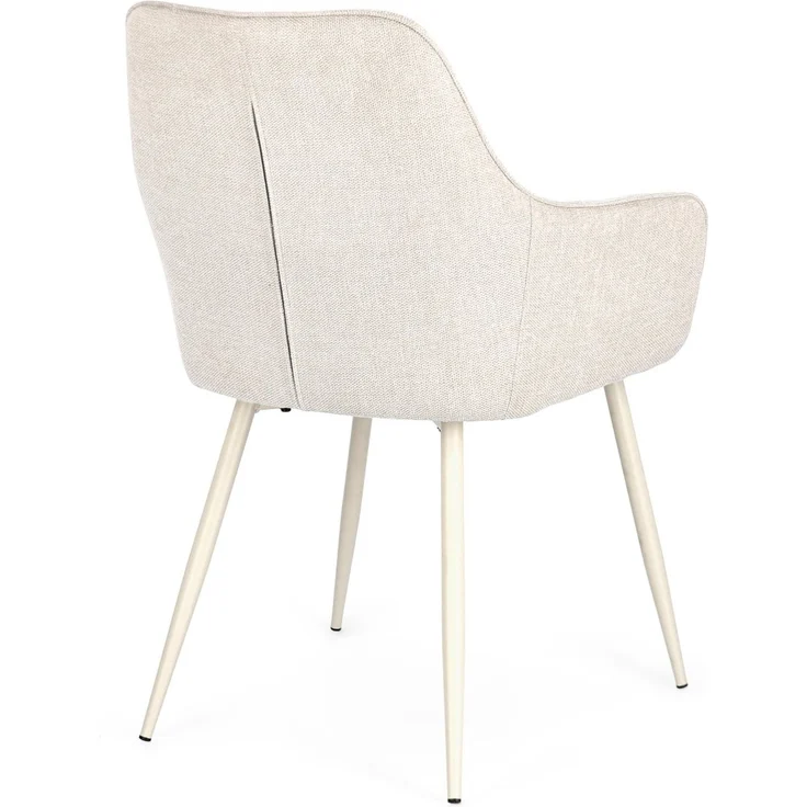 Esszimmerstuhl Cora 2er-Set, Stoff und Metall, modern mit Armlehne, beige, komfortabel gepolstert – Bild 5