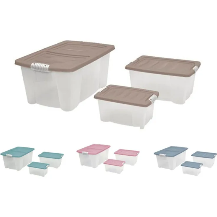 Allzweck-Stapelbox 3er-Set mit Deckel Aufbewahrungsbox Rollenbox Spielzeugkiste