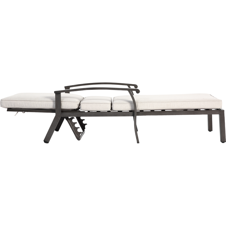 Lounge Gartenstuhl mit verstellbarer Rückenlehne, Aluminium Rahmen, bronzefarbene Pulverbeschichtung, Baumwollkissen Weiß – Bild 7