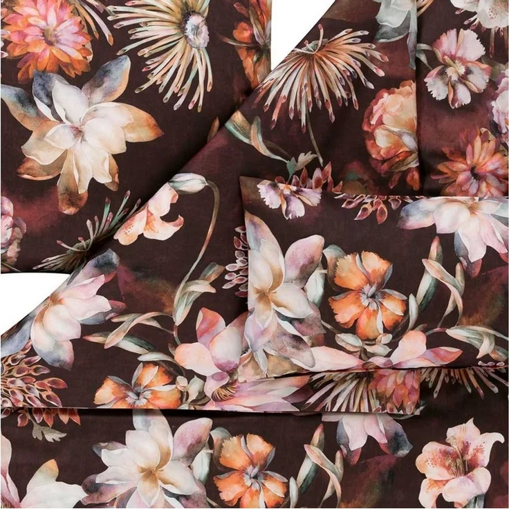 Estella Bettwäsche Estella Mako-Satin Bettwäsche 135x200 Jette vino Blütenmeer Blumen, Mako-Satin, 2 teilig, für Sommer und Winter – Bild 3