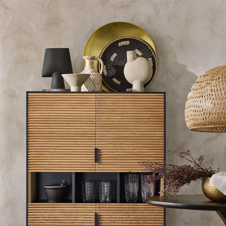 SoBuy HFSB03-SCH Sideboard, MDF, Papierfurnier, Helle Eiche, 110 x 83 x 40 cm – Bild 5