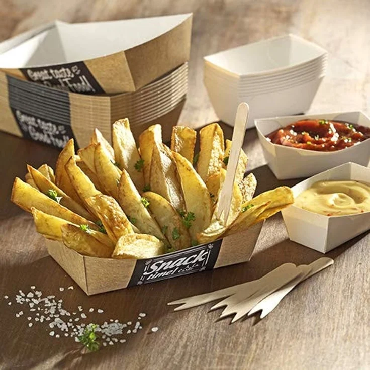 50 Pommes-Frites-Trays "pure" 3,8 cm x 8,5 cm x 15,5 cm "Good Food" extra groß – Bild 2