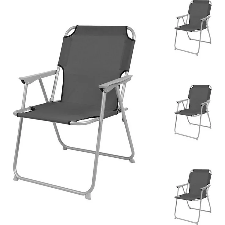 Mojawo Klappstuhl 4 Stück Campingstuhl Stoff Oxfort Metall Anthrazit