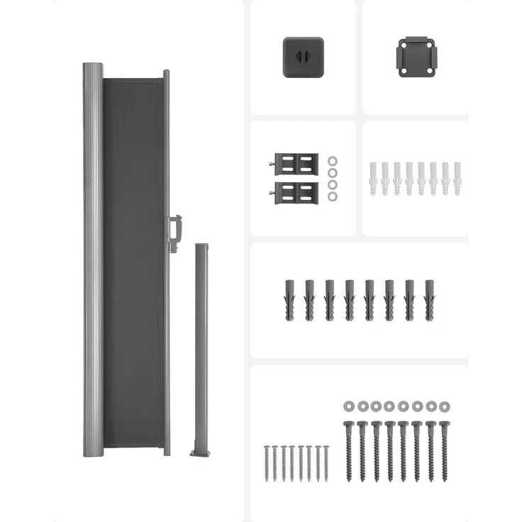 SONGMICS Alu-Seitenmarkise, ausziehbar, blickdicht, Anthrazit, 160x350 cm – Bild 4