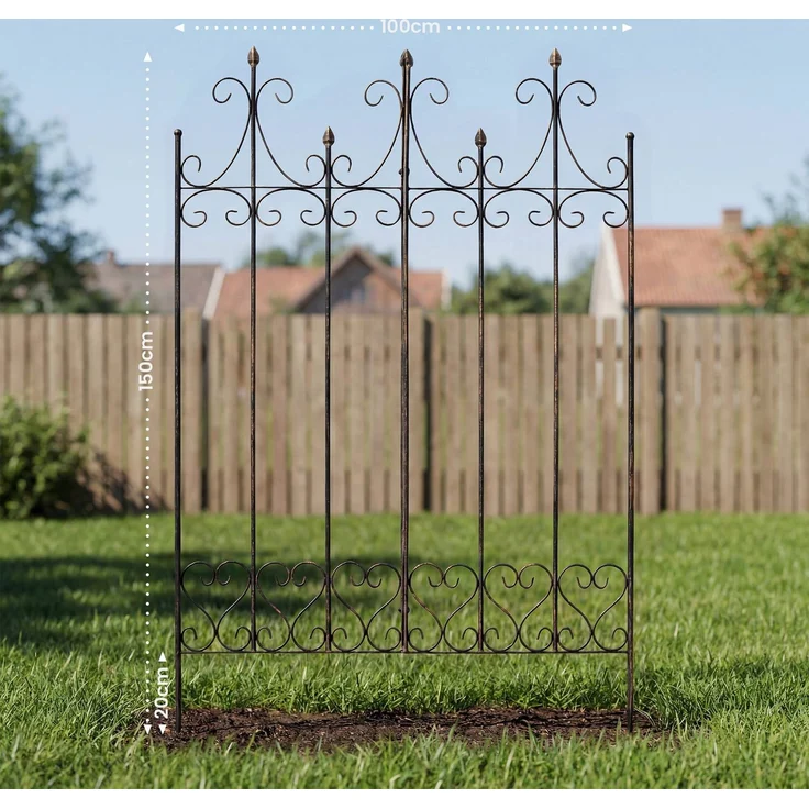 Rankgitter KALLE - 100x2x150cm, Metall, Bronze | Rankhilfe Kletterpflanzen Gartendekoration – Bild 2