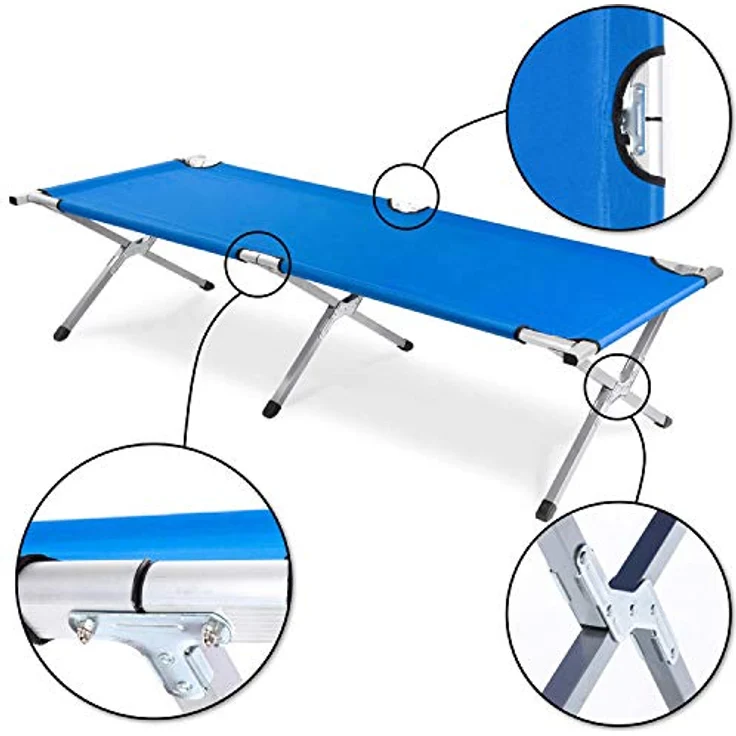 Goods+Gadgets Feldbett Faltbares Army-Bett (Campingbett, Klappbett) Gästebett aus Aluminium – Bild 5