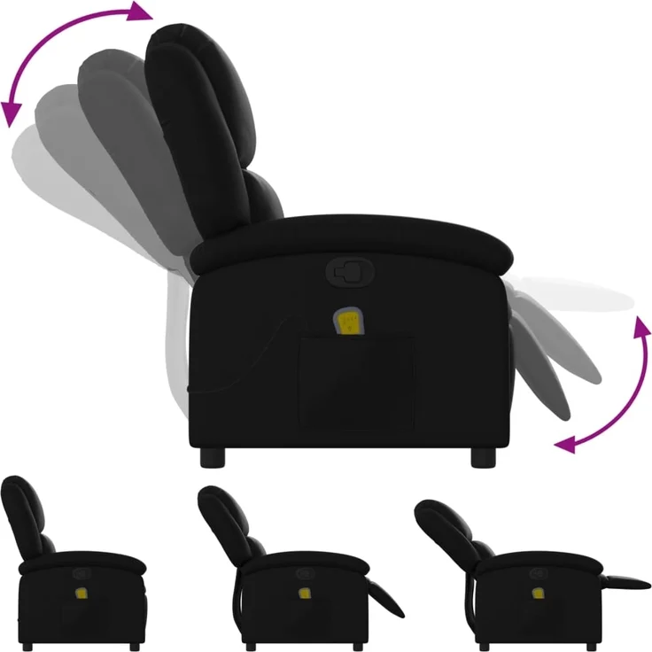 vidaXL Massage-Relaxsessel, Kunstleder, Schwarz 3205447 – Bild 4