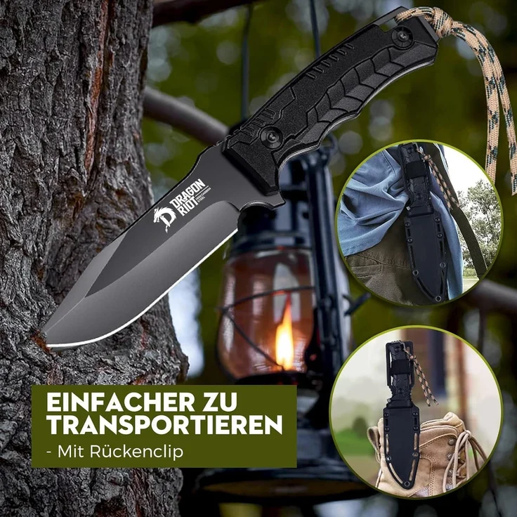 Outdoor Survival Bushcraft Messer Full Tang D2 Klinge G10 Griff Scheide 12cm – Bild 6