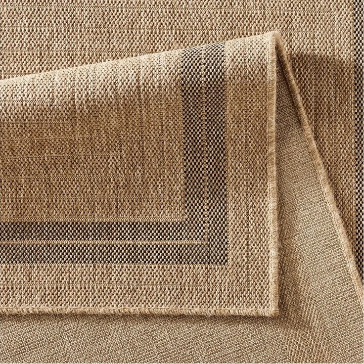 TaraCarpet Teppich Outdoor & Indoor Teppich wetterfest Borneo Sisal-Jute-Optik naturfarbe, rechteckig, Höhe: 10 mm, Kurzflor Bordüre In & Outdoor Balkon Terrasse Wohnzimmer 67x180 – Bild 3