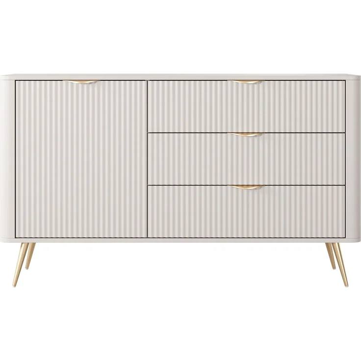 AX LIVING Modern Schubladen Sideboard Vespasia 138 T3S – 138,2cm Beige – Bild 2