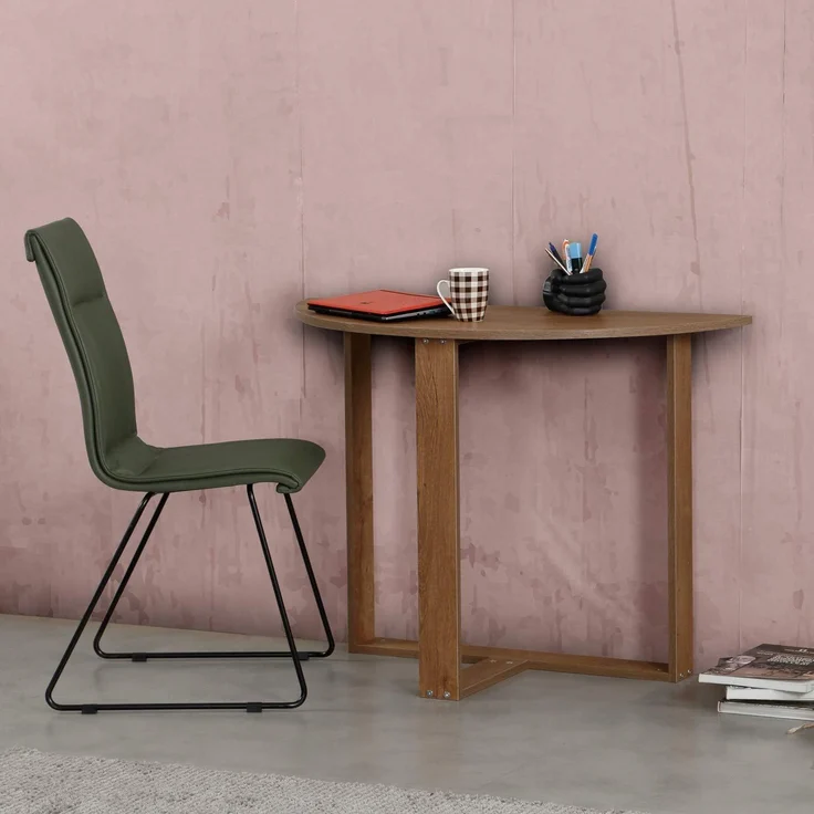 Elegant Study Desk, Caucasian Oak, 106 x 77 x 45 cm | 100% Melamine Coated Particle Board, 18 mm Thickness | Modern Design for Home Office & Study – Bild 5