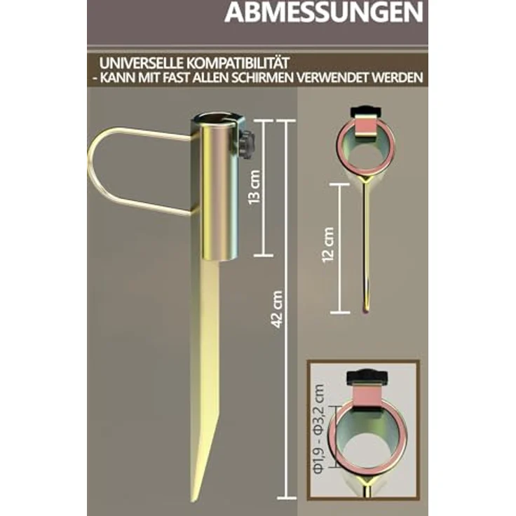 4smile Schirmständer Erdspieß aus Metall – Stabiler Sonnenschirmhalter Rasendorn, Bodenhülse Sonnenschirm für Strand & Garten – Bild 2