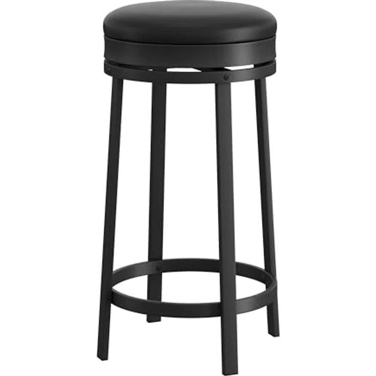 GarveeHome 360°Drehbar Runde Barhocker 2er Set, 62cm Hoch Barstühle mit Fußstütze, Küchenthekenhocker mit PU-Kunstleder und Metallrahmen, Hocker für Bartisch, Küchenstühle für Küche/Bar, Schwarz – Bild 9