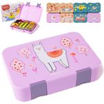 BEARFOOT Lunchbox Brotdose Kinder mit Fächern, Lunchbox, Bento box - Lama Lila, handgezeichnete Designs, modular